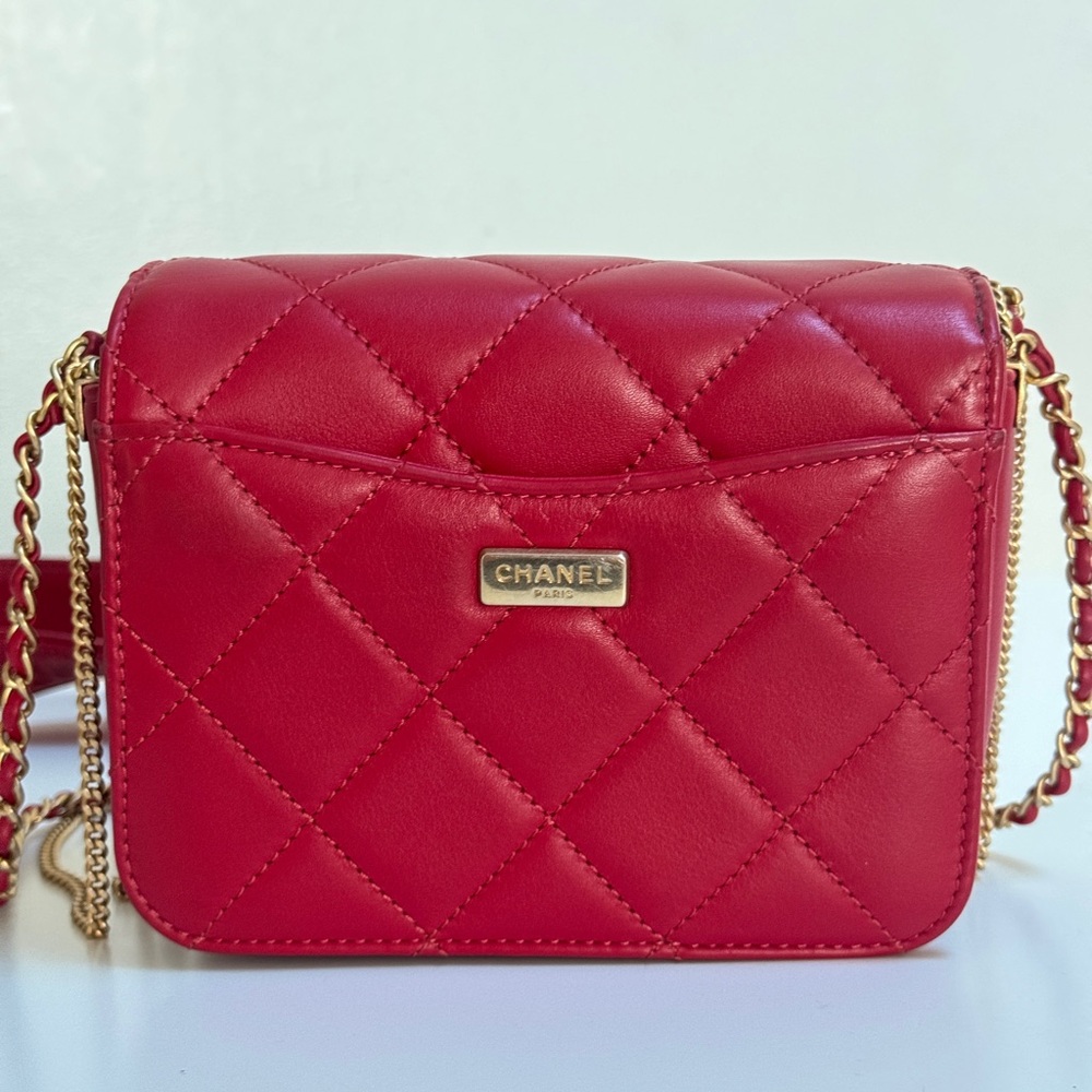 Chanel Cambon Mini Red Lambskin Flap Bag - Picture 7 of 14